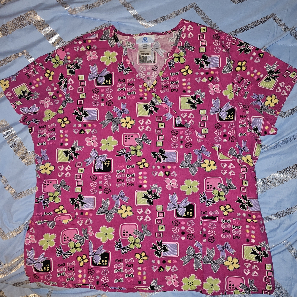 Pink Scrub Top XL Nursing Top